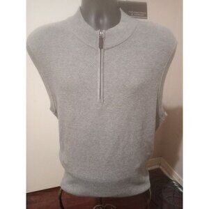 New Roundtree Yorke Mens 1/4 Zip Pullover Sweater Vest Large L Gray NWT